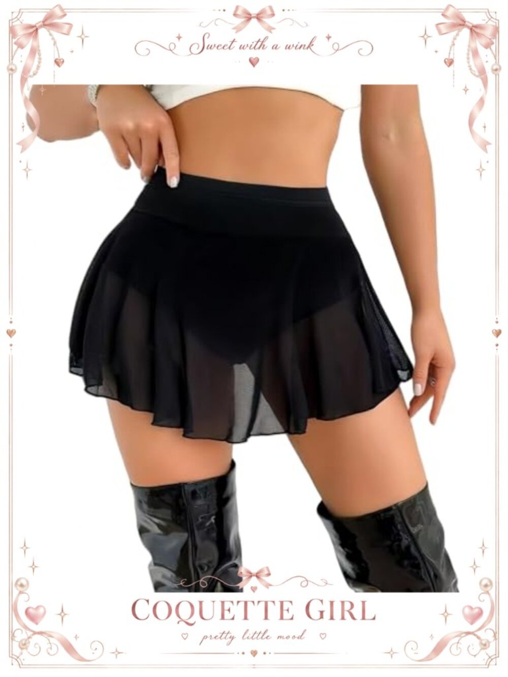 Women's Mesh Mini Skort Pleated A-Line Y2K Clubwear Dancewear